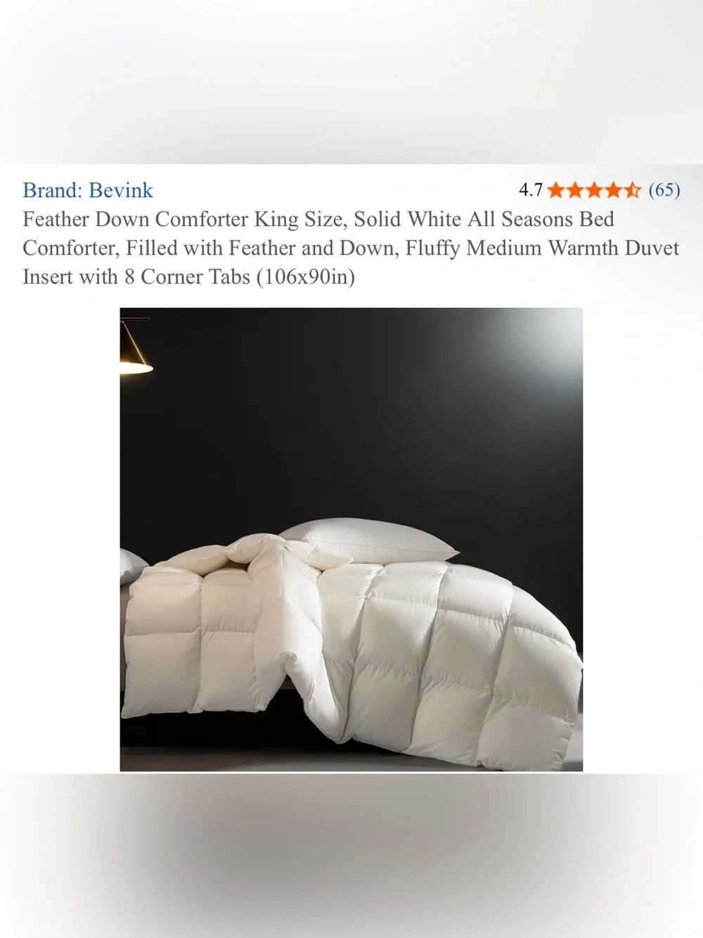 Solid White Feather Down Comforter - King